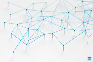 Blockchain depiction as a network of nodes