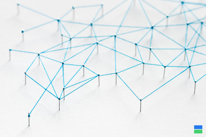 Blockchain depiction as a network of nodes